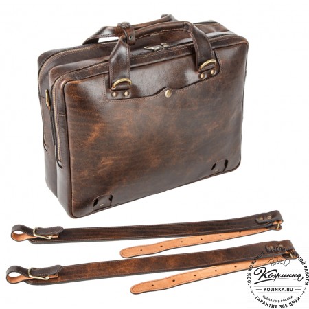 Кожаная мужская сумка-рюкзак "Генри" (коричневый эксклюзив)